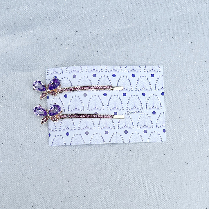 Butterfly Hair Grips Butterfly Hair Slides Purple Sparkly Hair Slides