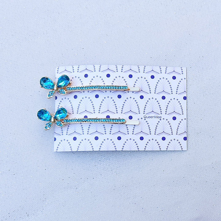Butterfly Hair Grips Butterfly Hair Slides Teal Sparkly Hair Slides