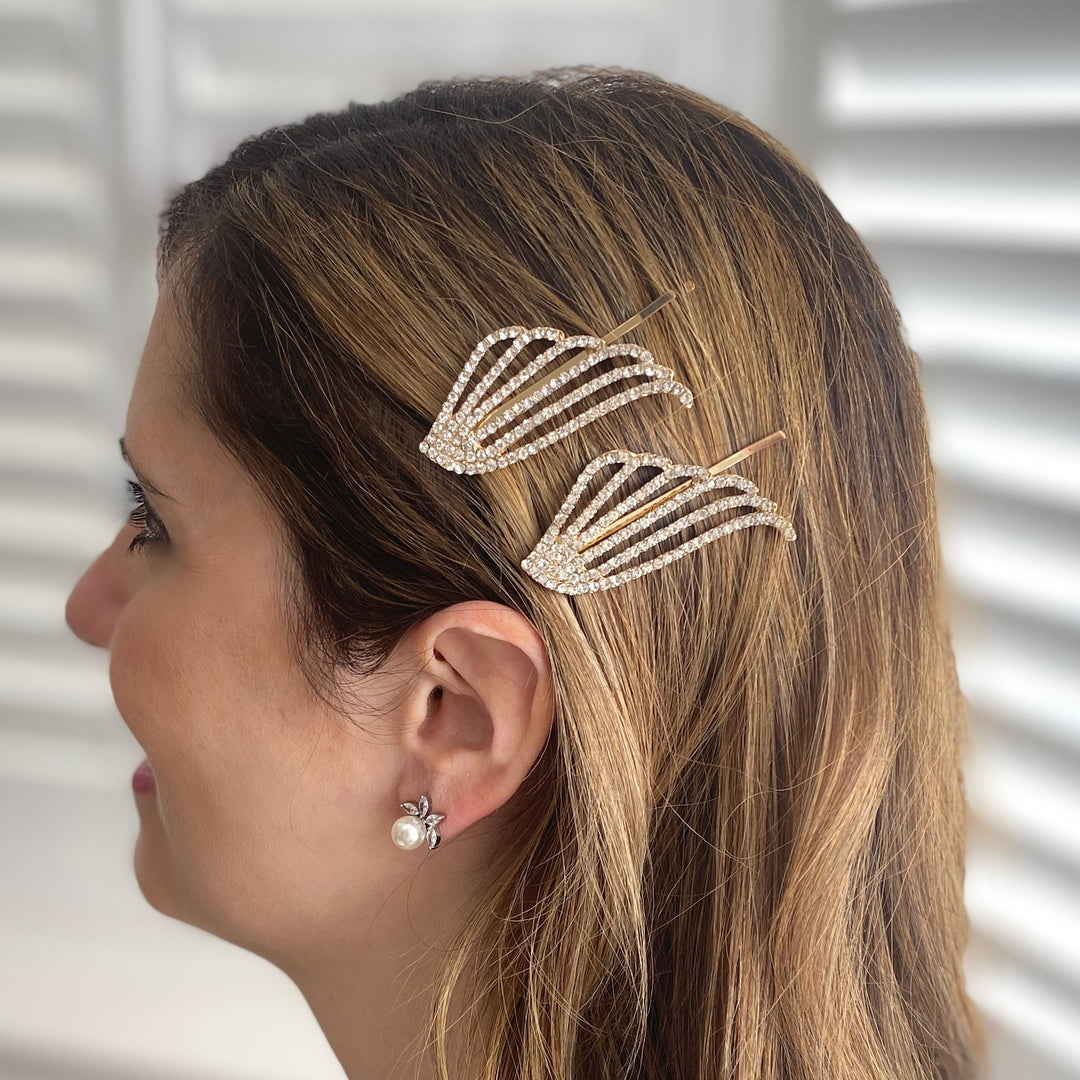 Gold Hair Slides Set Art Deco - As Seen in Hello!