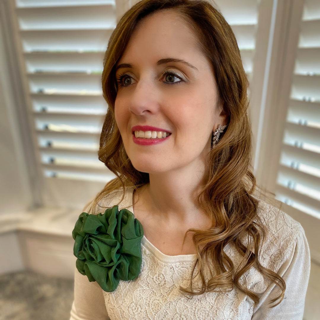 Green Corsage Rose Hair Clip Flower Hair Clip Flower Pin Brooch Top