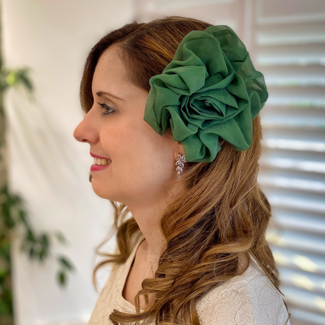 Green Corsage Rose Hair Clip Flower Hair Clip Flower Pin Hair Down