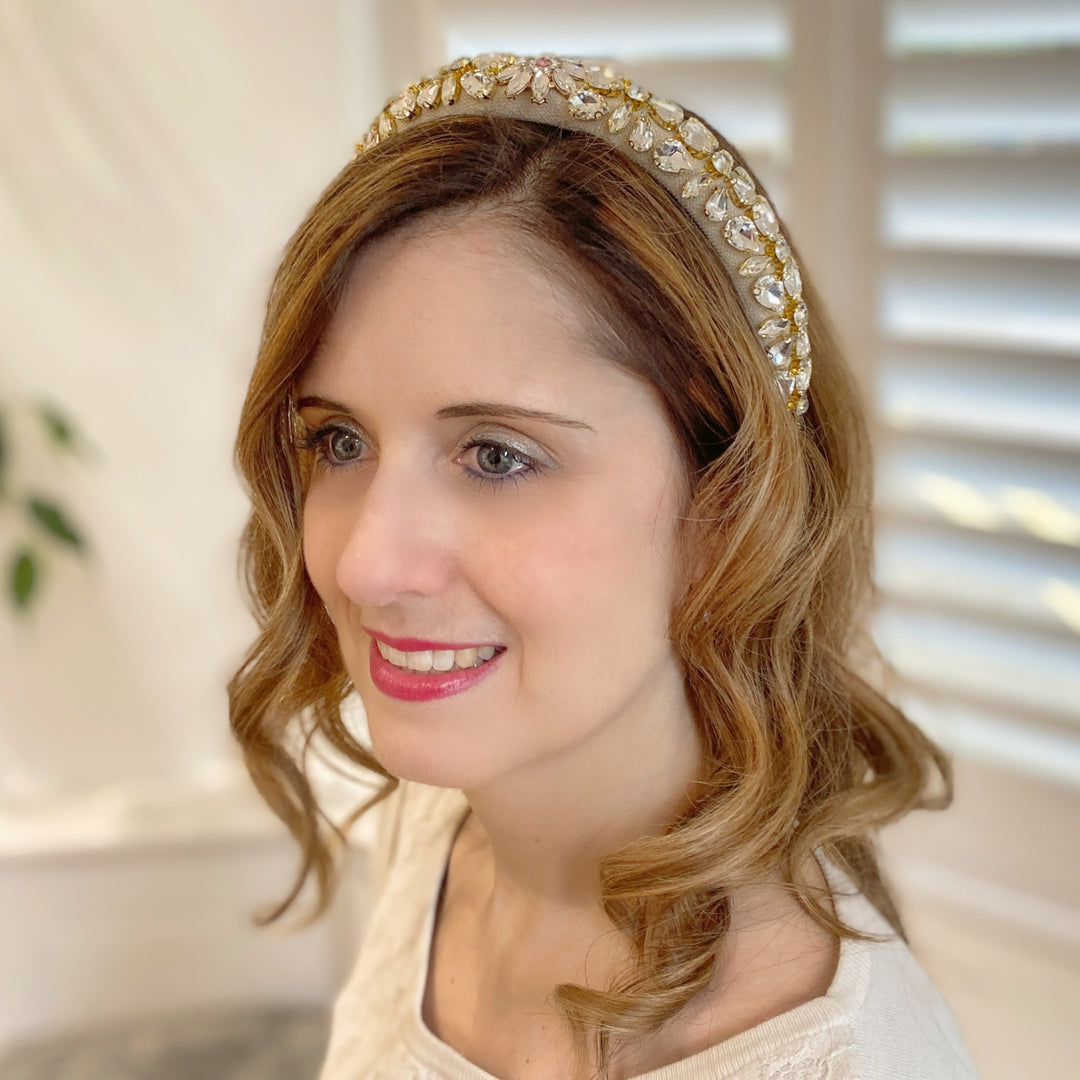 Jewelled Headpiece Crystal Headband in Cream Wedding Guest