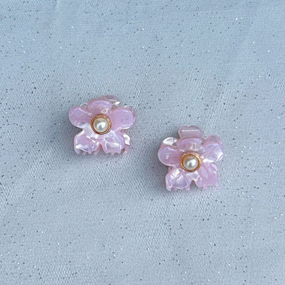 Mini Hair Claw Pink Hair Clip Flower Set of 2