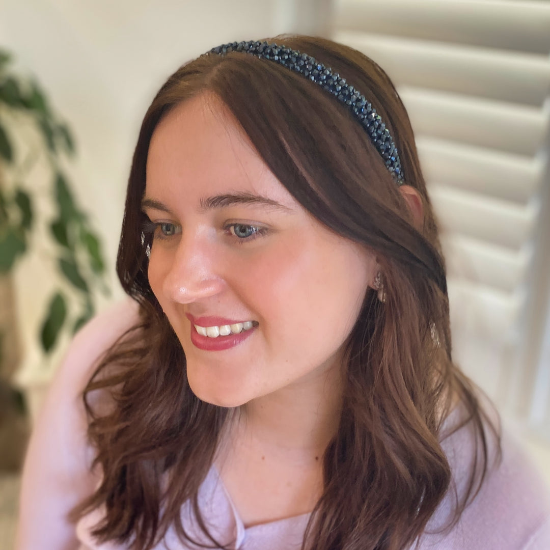 Navy Headband Thin Headband Sparkly Hair Down