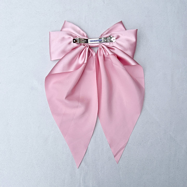 Pink Satin Hair Bow Pink Hair Clip Long Bow Barrette