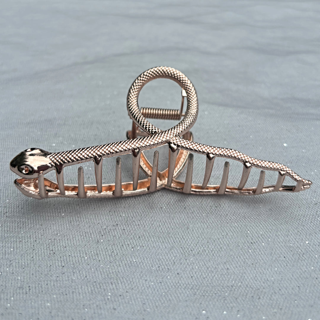 Rose gold snake hair claw clip, rose gold metal claw clip
