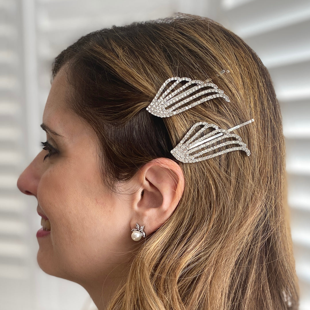 Silver Hair Slides Set Art Deco