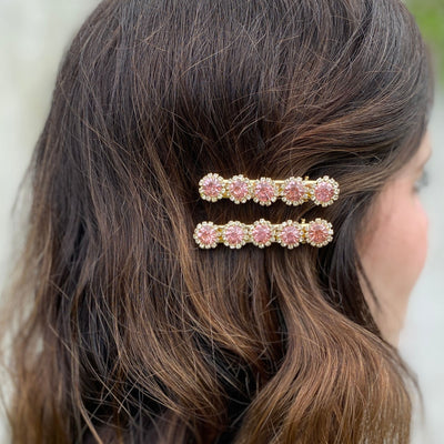 pink hair slides crystal hair clips sparkly alligator clips wedding guest hair