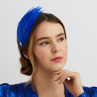 blue fascinator cobalt blue wedding guest headband