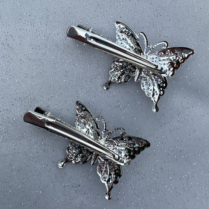 butterfly hair clips silver hair grips alligator clips