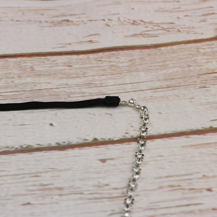 chain headband in silver with elastic