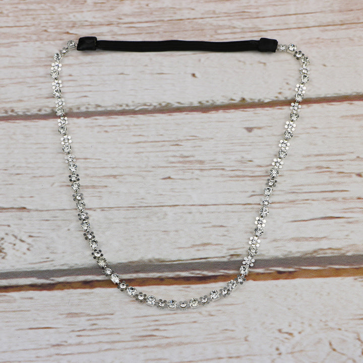 chain headband in silver floral