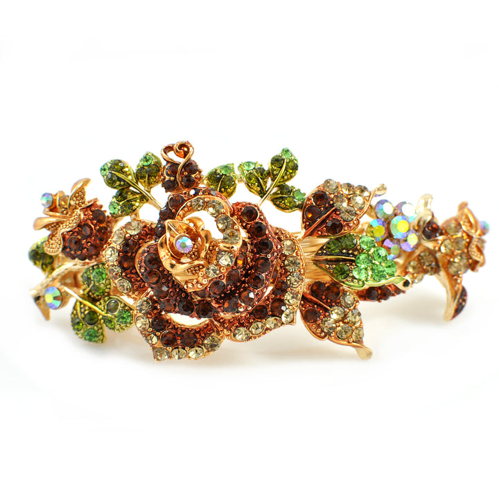 flower hair clip in brown with diamante