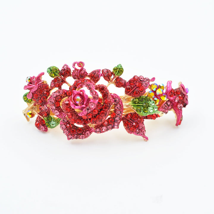 flower hair clip in red with diamante