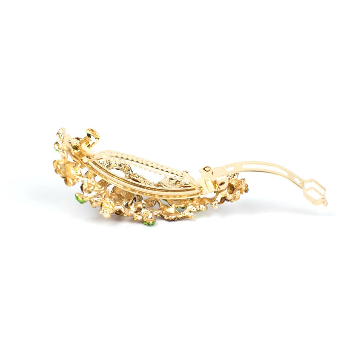 flower hair clip gold open barrette