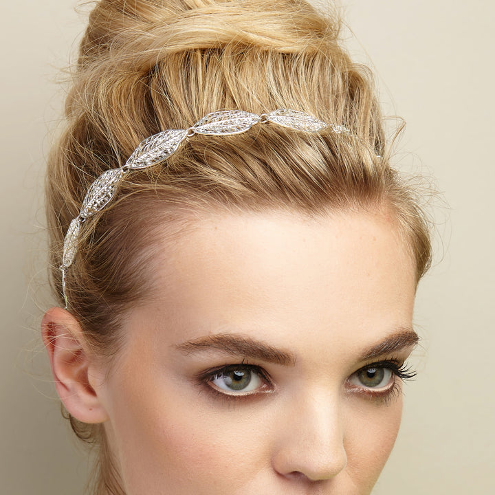 leaf headband with elastic wedding headband