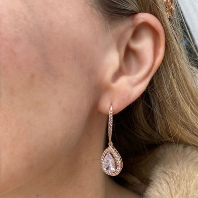 long drop earrings rose gold
