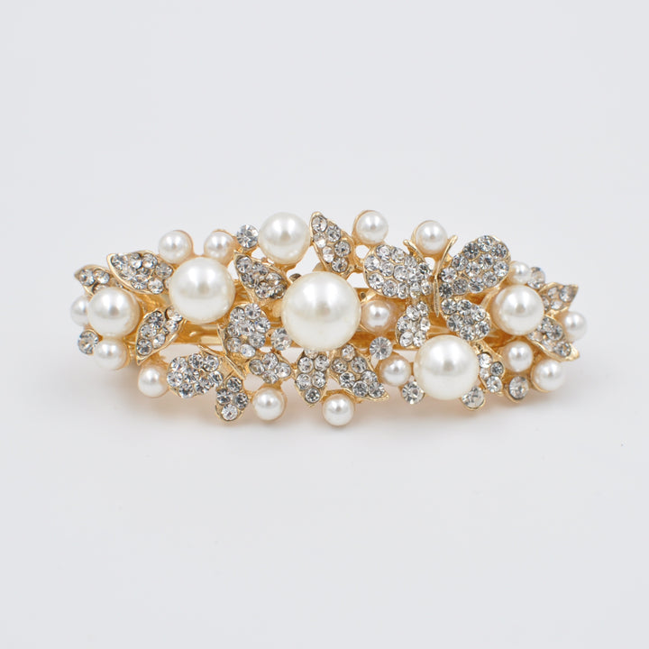 pearl hair clip diamante gold