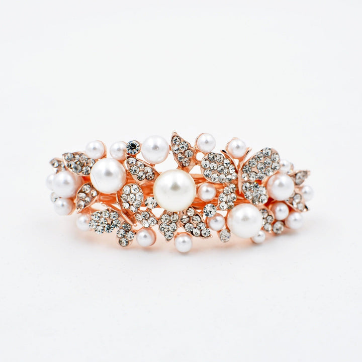 pearl hair clip diamante rose gold