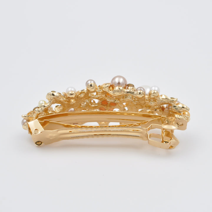 pearl hair clip gold back