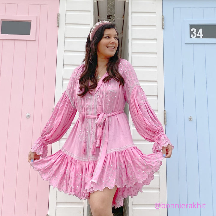 pink jewelled headband beach style on bonnie rakhit