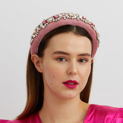 pink jewelled headband wedding guest