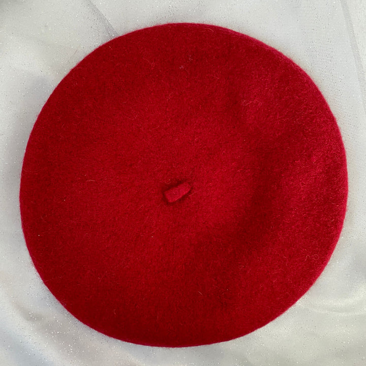 red beret red vintage hat red wool beret