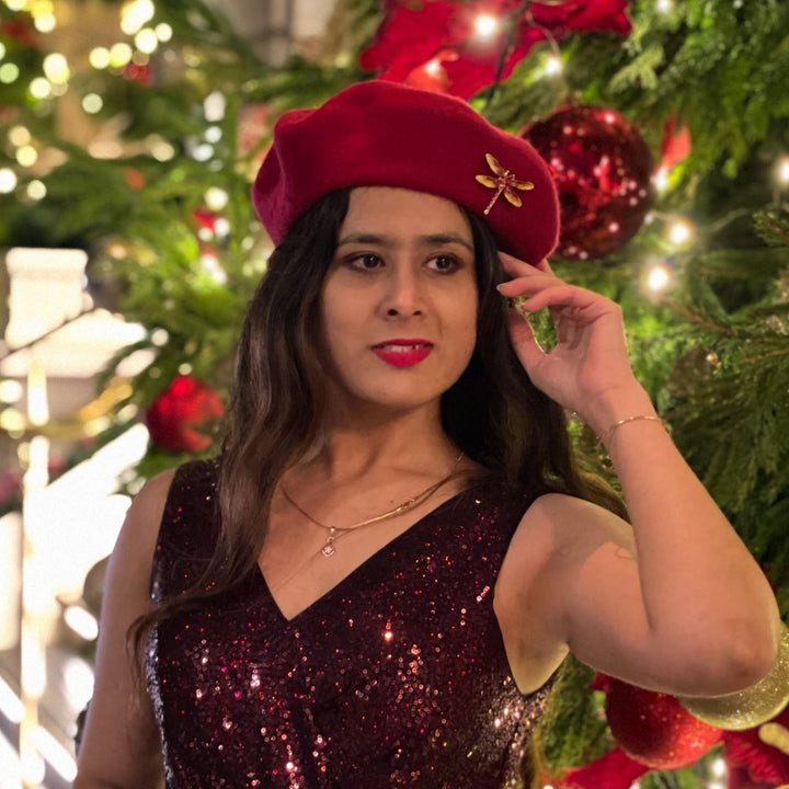 red beret vintage hat 1940s 1950s