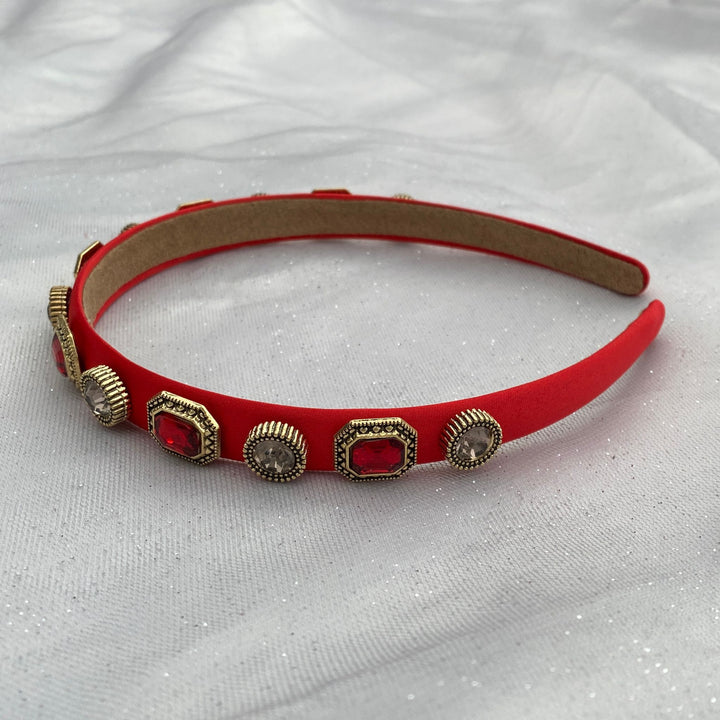 red headband hair band jewelled headband