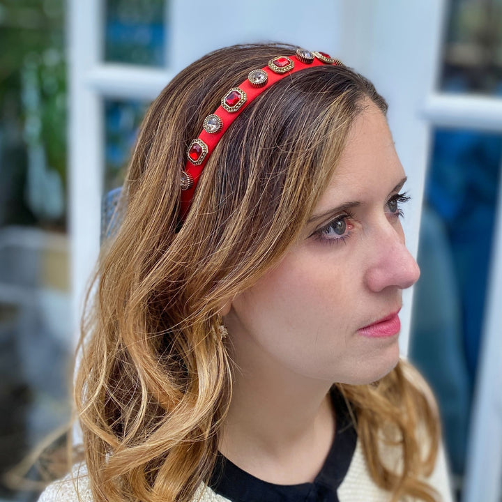 red headband red hair band christmas jewelled headband