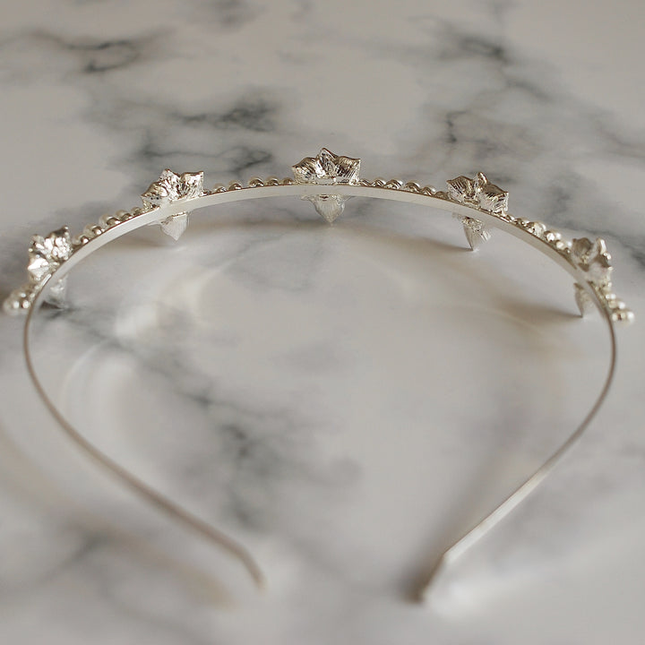 silver pearl headband back