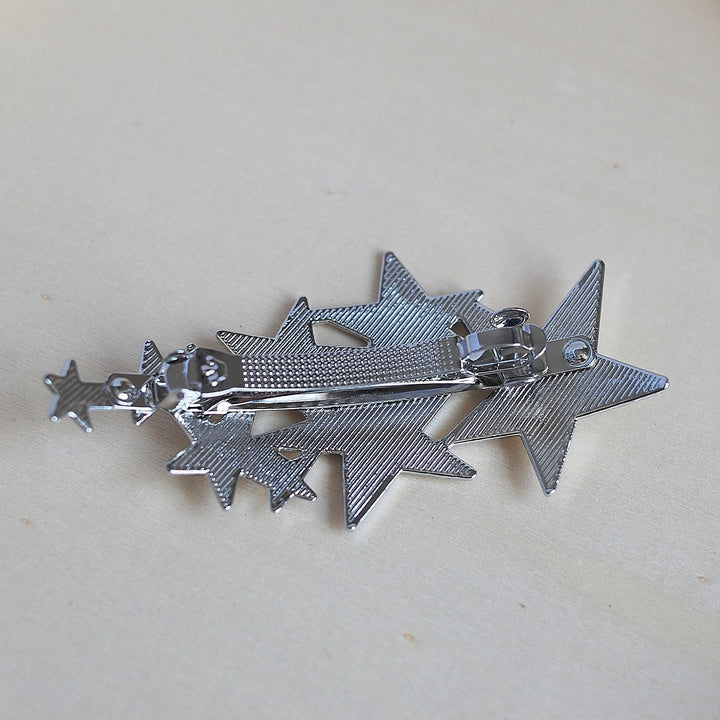 silver star hair clip back