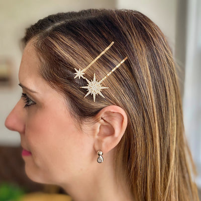 star hair clips hair slides in gold for wedding guest