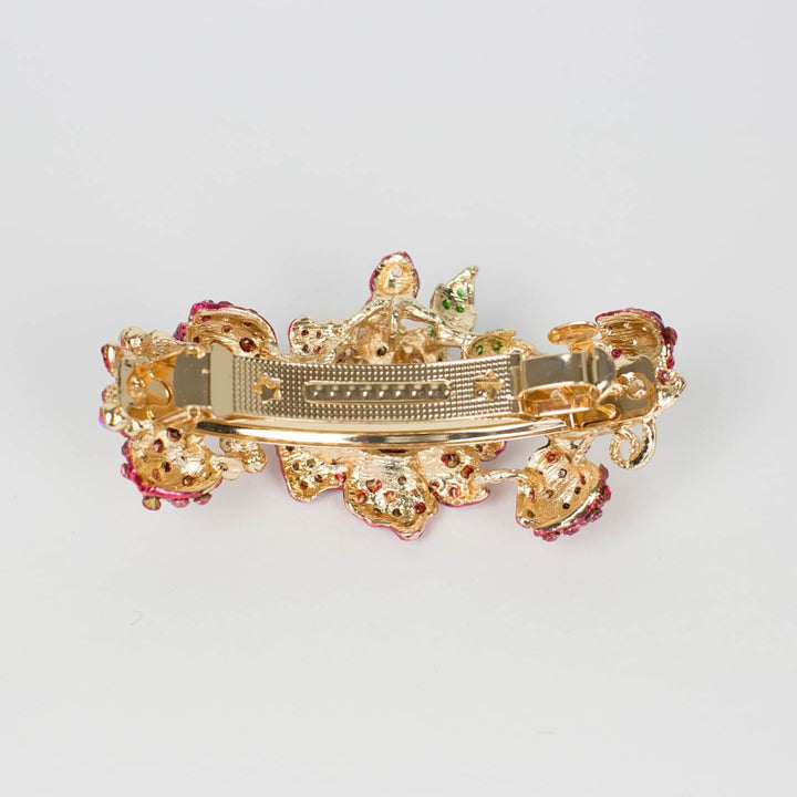 turquoise flower hair clip gold barrette closed