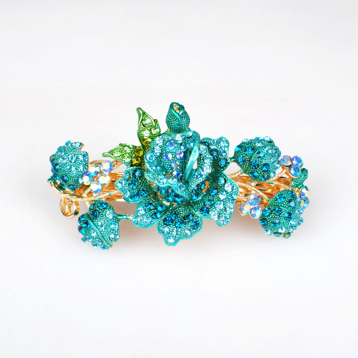 turquoise flower hair clip jewelled