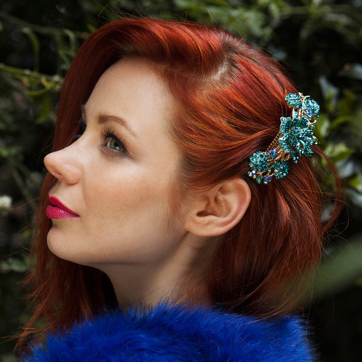 turquoise flower hair clip