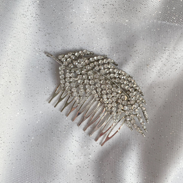 vintage hair comb leaf design with diamante