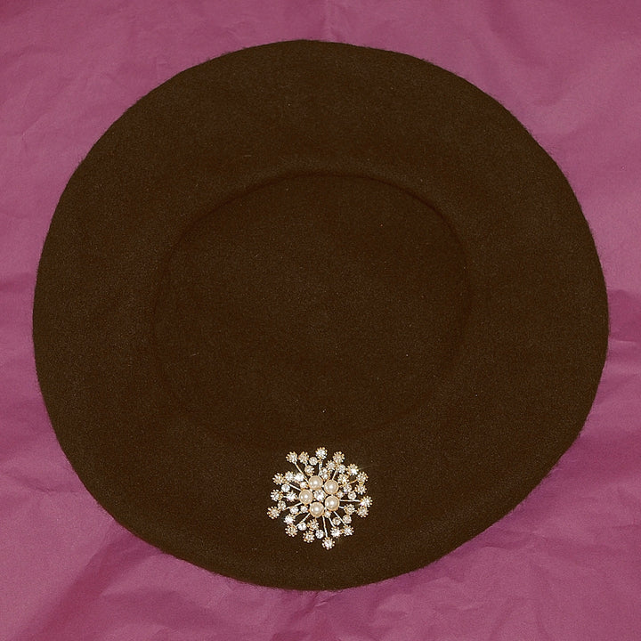 vintage hat with pearl brooch