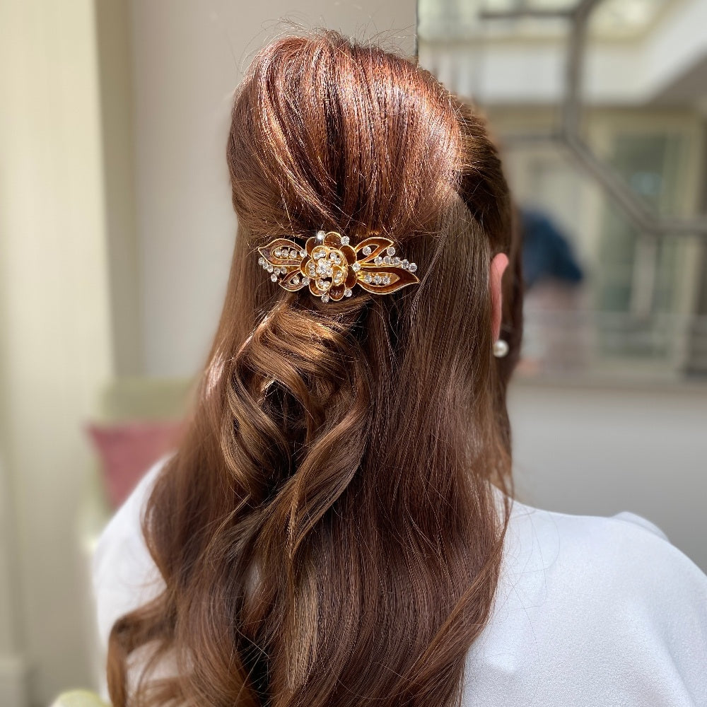 half up half down hair hack crown lift hair barrette