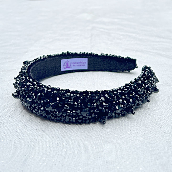Black Beaded Headband Black Headpiece Beads