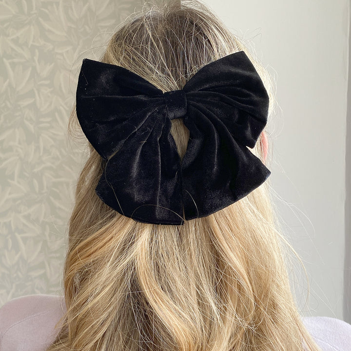 Black Hair Bow Velvet Bow Hair Clip Hair Down