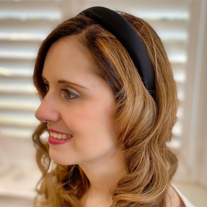 black headband satin headband classic headband padded headband