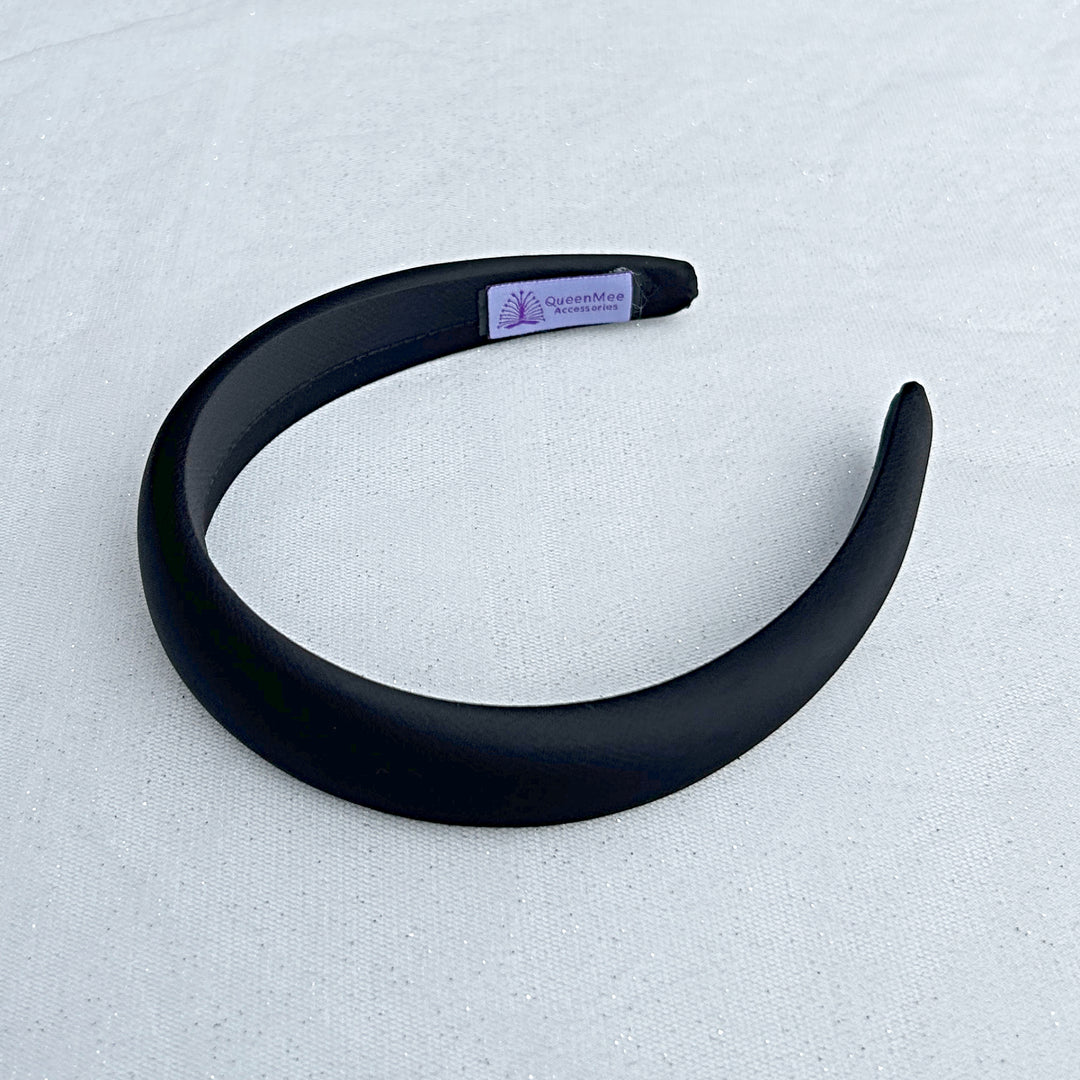 black headband black alice band black hair band satin hair band padded headband black satin headband black headpiece