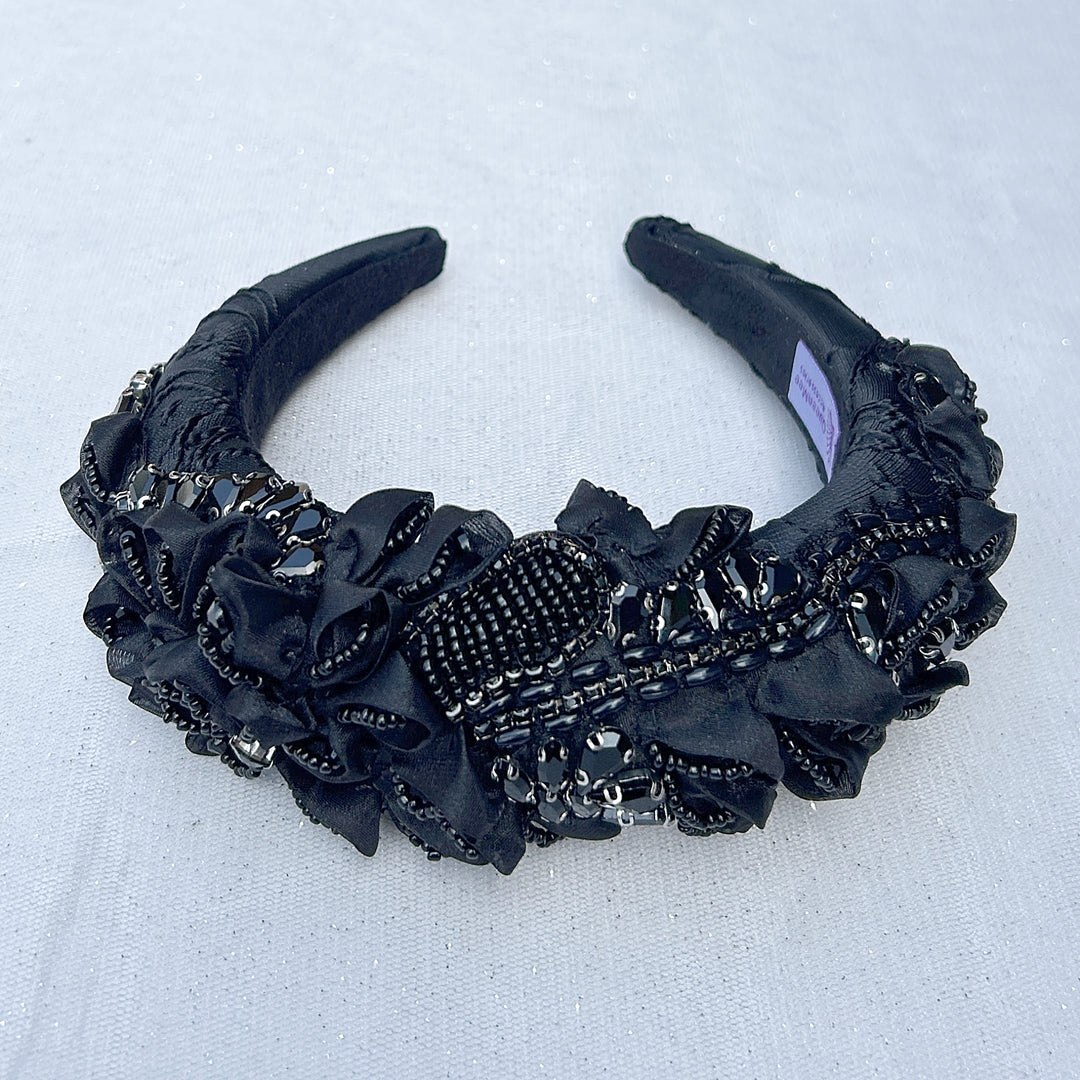 Black headpiece races headpiece wedding headpiece black crown headpiece headband