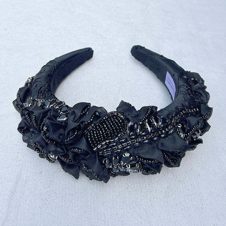 Black headpiece races headpiece wedding headpiece black crown headpiece headband