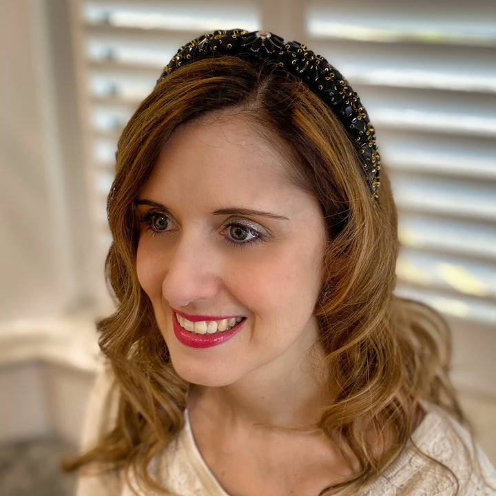 Black Jewelled Headpiece Crystal Headband Wedding Guest