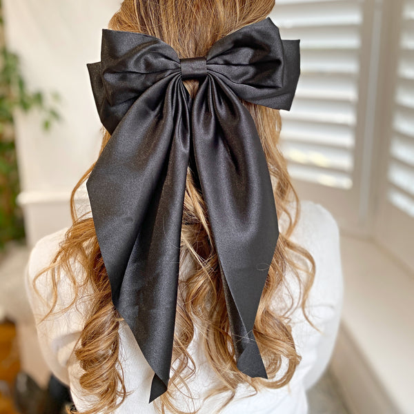 Black & Gold Bow Hair Clip Bows Fancy Black with Gold Hair Clips – Papillon Parties and  main image 4