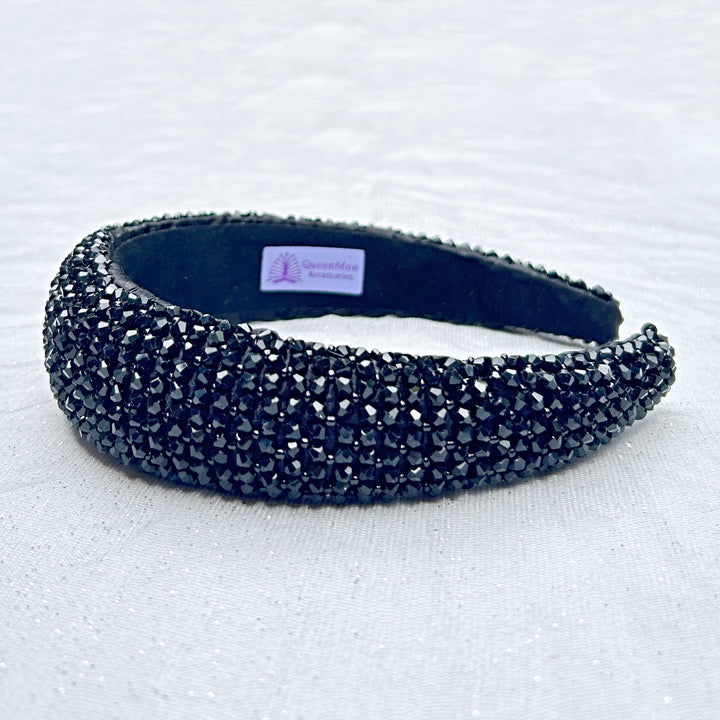 Black Sparkly Headband Wide Beaded Hair Band