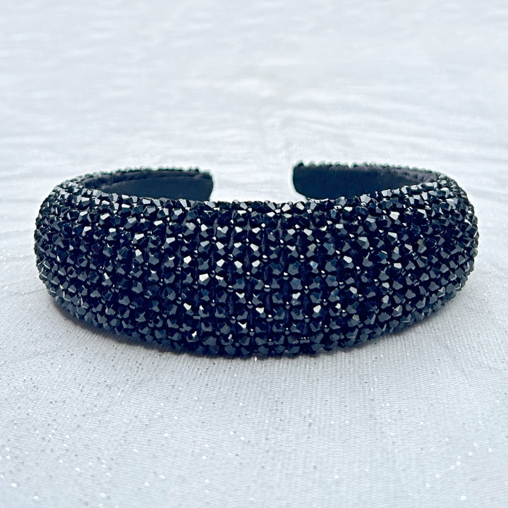 Black Sparkly Headband Wide Beaded Hair Band