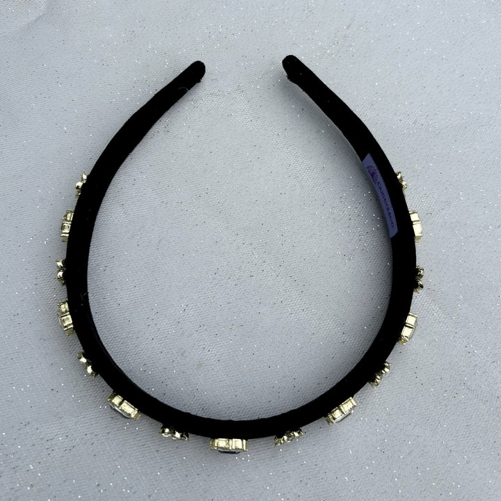 Black Velvet Hair Band Slim Gem Headband